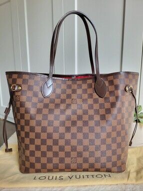 💕Louis Vuitton Tote Bag Neverfull MM Damier Ebene
